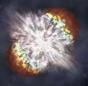 Artist rendering of supernova SN 2006gy, May 7, 2007. (http://science.nasa.gov).