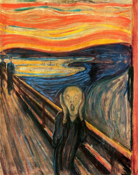 The Scream (1893) by Edvard Munch, The National Gallery, Oslo, Norway, November 27, 2013. (The Herald via Wikipedia). In public domain (US).