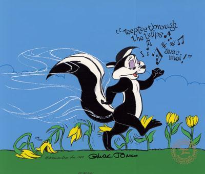 Pepe Le Pew stinking up the flowers, April 15, 2014. (Chuck Jones/WB, via http://www.animationartwork.com/). Qualifies as fair use because of picture's low resolution and related subject matter.