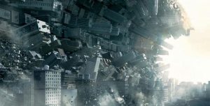 Buildings/dream in state of collapse, via Inception (2010), August 5, 2016. (http://www.cinemablend.com).